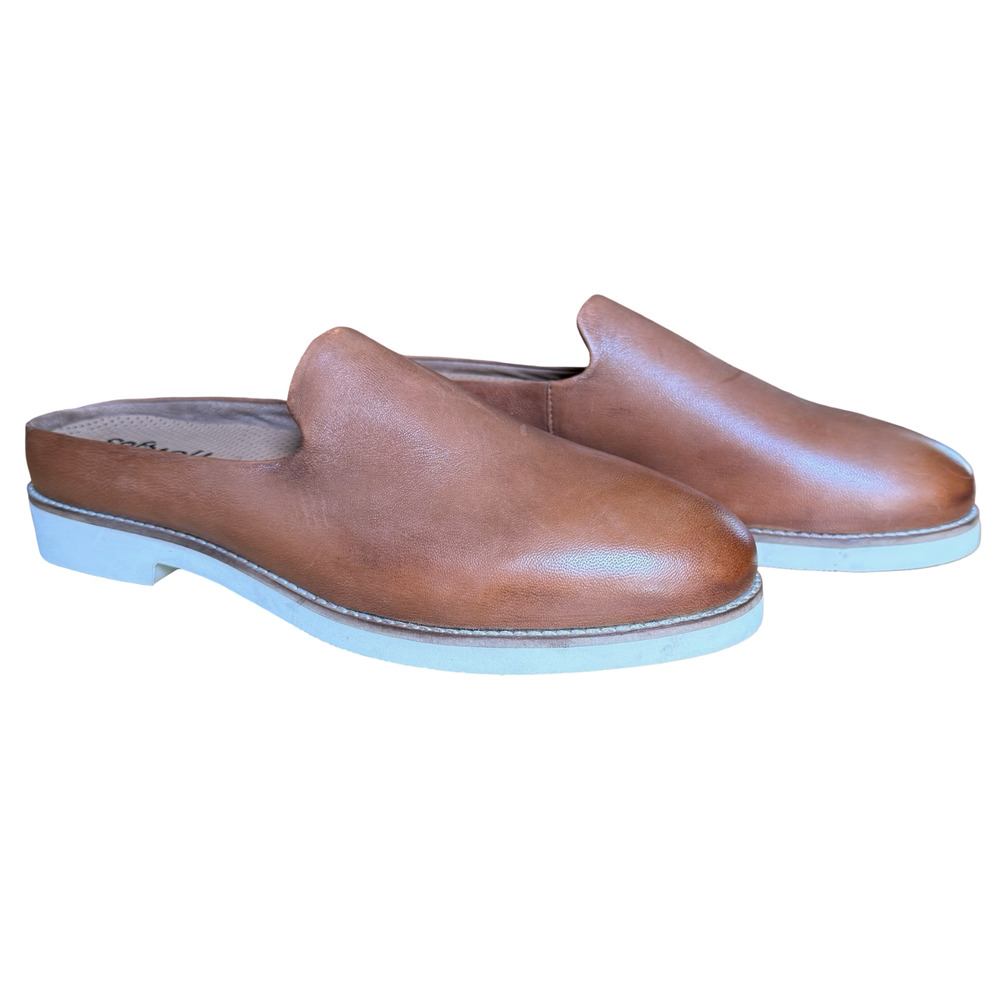 Softwalk Leather Brown Slip On Mules Comfort Shoes Loafers Minimalist 10 N